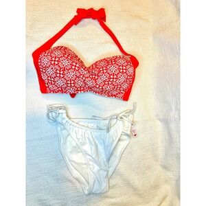 Sonnet Shores Bikini Lined Halter Top & Wild Fable White Side Tie Bottom